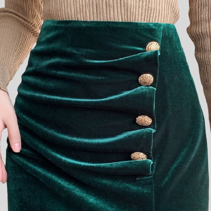 Jupe-Velour-Verte