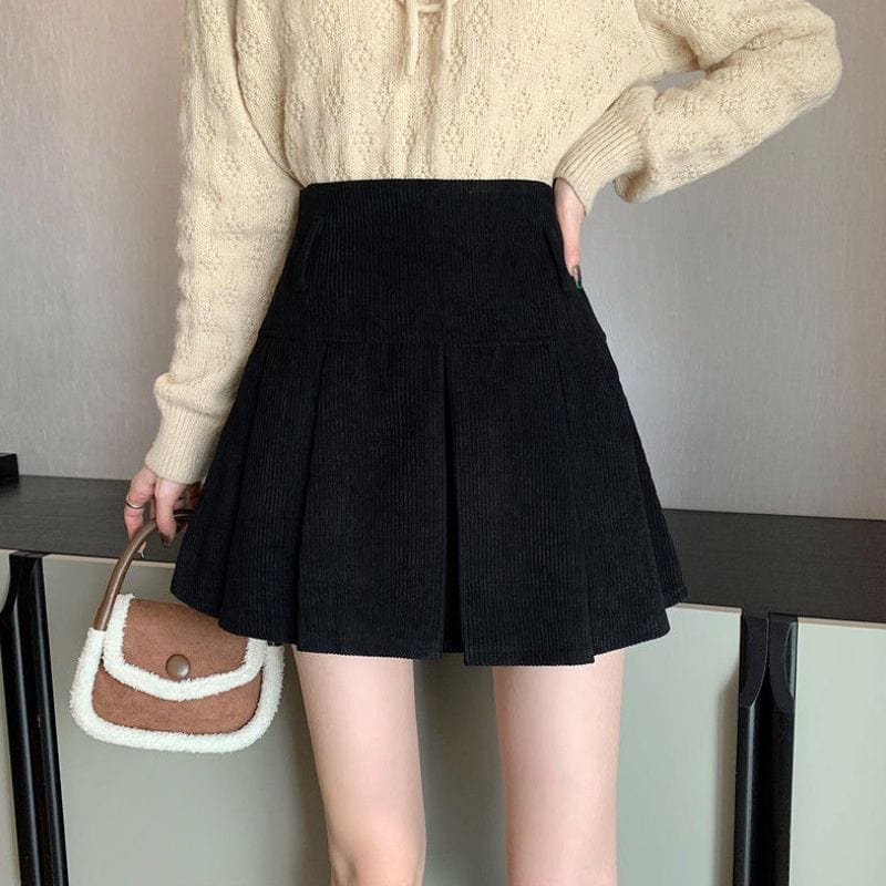 Jupe-Velours-Noir-Femme