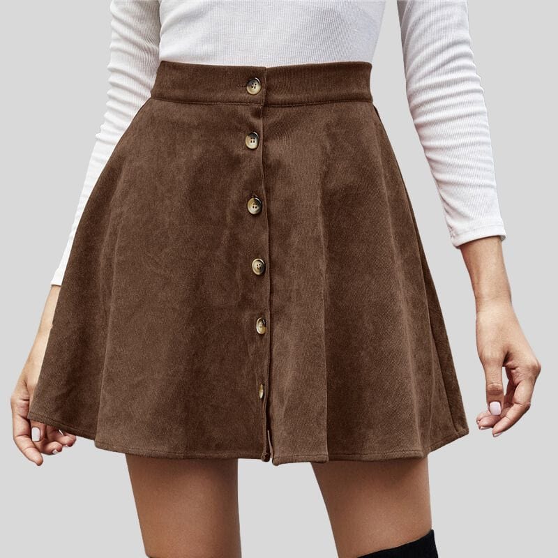 Jupe-en-Velour-Marron