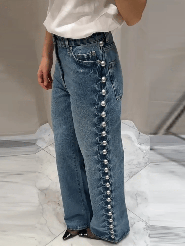 Liam | Tendance Jean Large Femme en Denim Avec Détails Élégants 0
