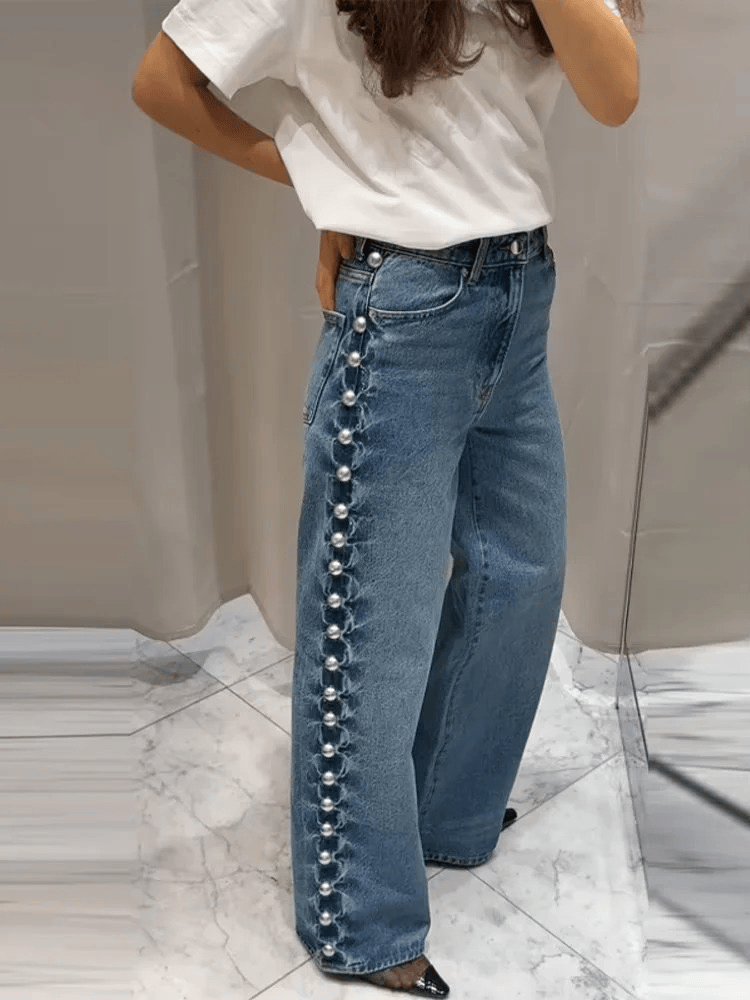 Liam | Tendance Jean Large Femme en Denim Avec Détails Élégants 1