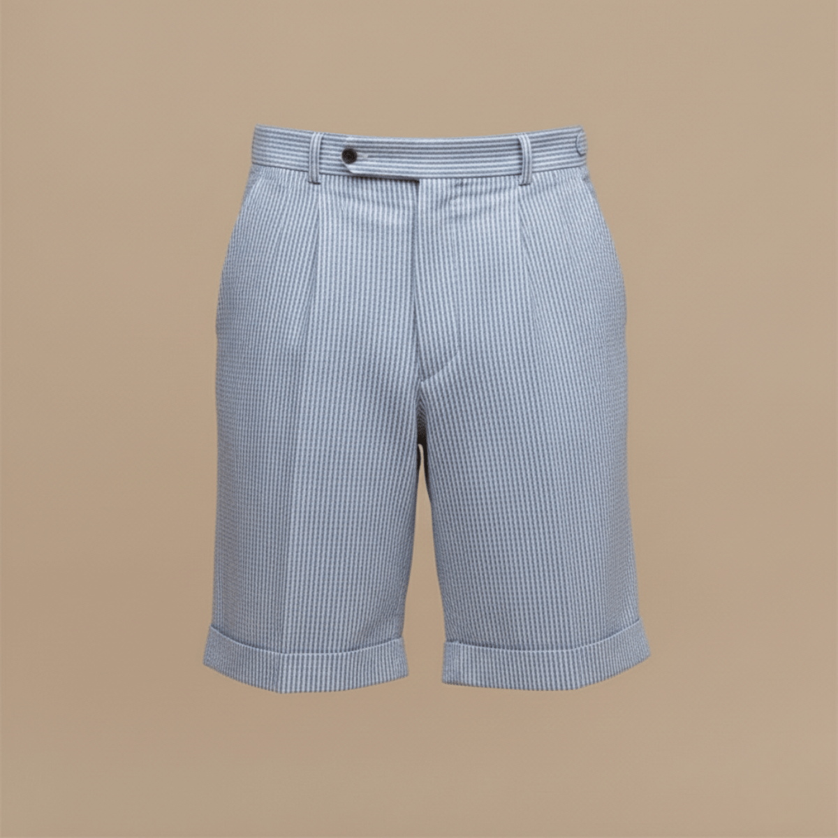 Lucas | Élégant Short Chino Homme en Seersucker Bleu 0