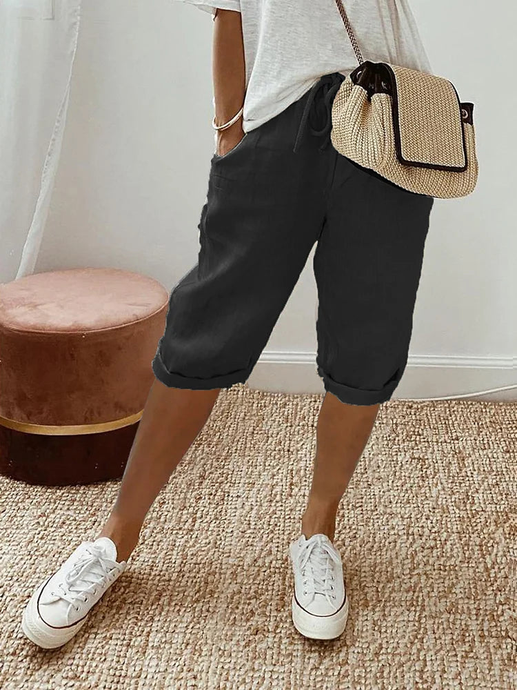 Lui | Short Homme en Coton-Lin Léger avec Taille Réglable | Confort Optimal pour les Journées Chaudes 0