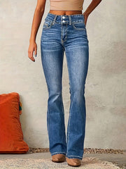 Luna | Élégant Jean Évasé Taille Haute Femme 0