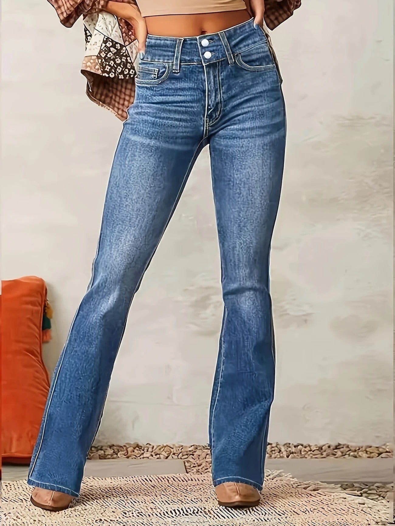 Luna | Élégant Jean Évasé Taille Haute Femme 1