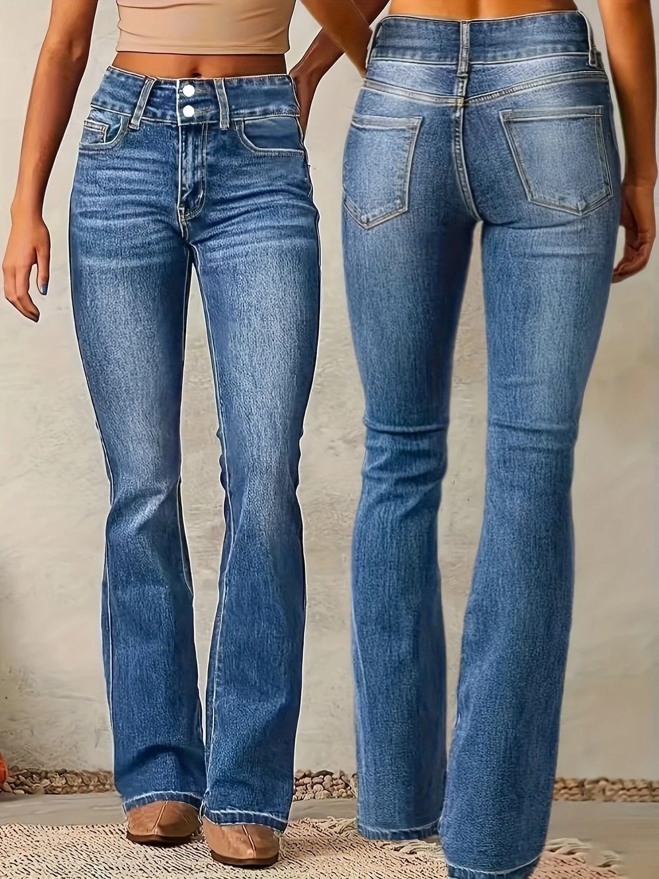 Luna | Élégant Jean Évasé Taille Haute Femme 4