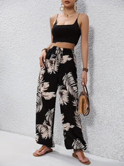 Luna | Élégant Pantalon Palazzo Imprimé Végétal Femme 0