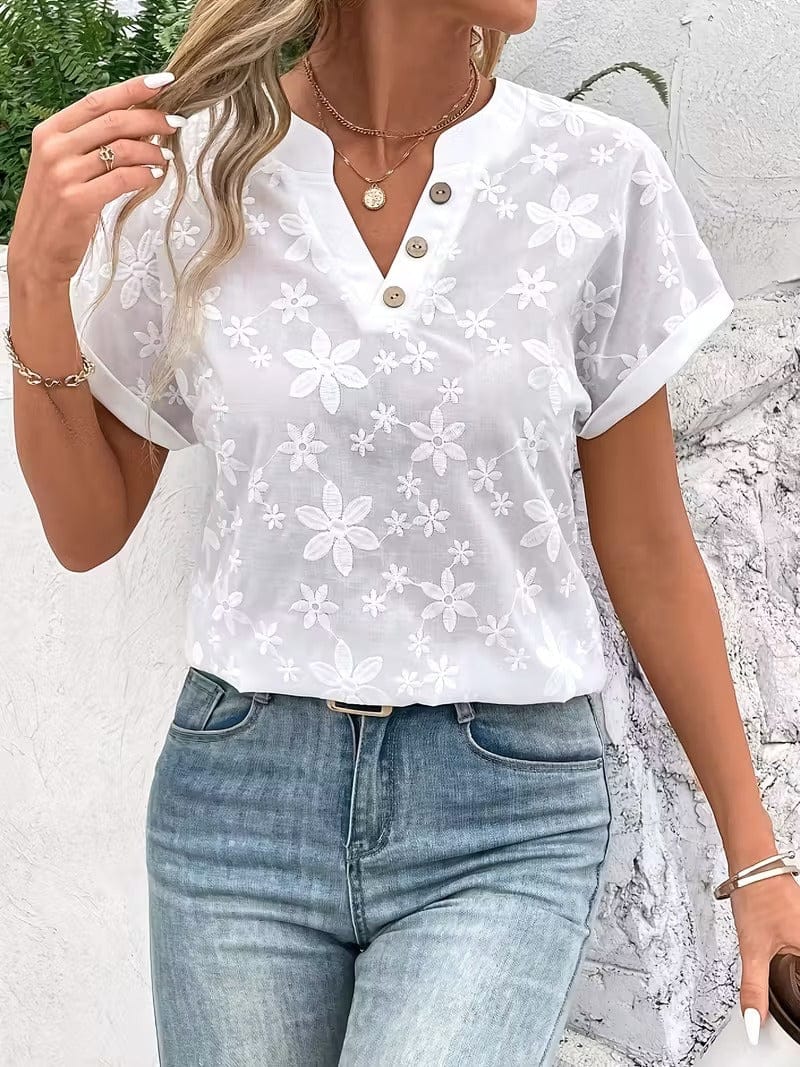 Luna | Élégante Blouse Femme Aérée Brodée 1