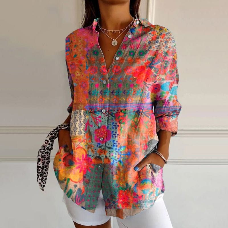 Mia | Blouse d'été Vintage à Imprimé Floral 0