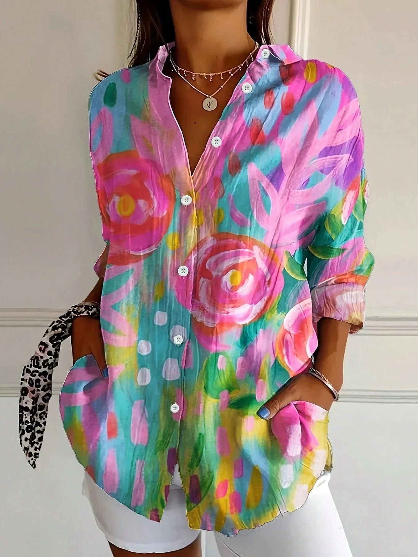 Mia | Chemisier Floral Coloré Décontracté Femme 0