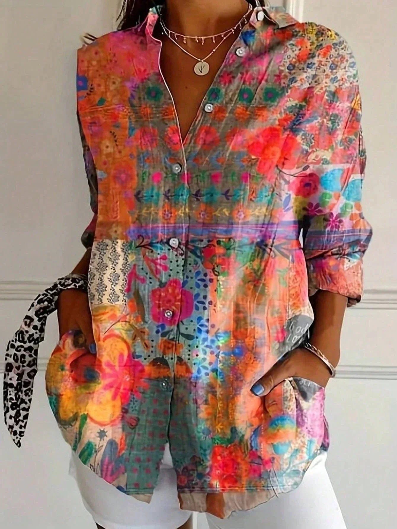 Mia | Chemisier Floral Coloré Décontracté Femme 1