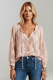 Mia | Chemisier Semi-Transparent Élégant avec Détails en Crochet 0
