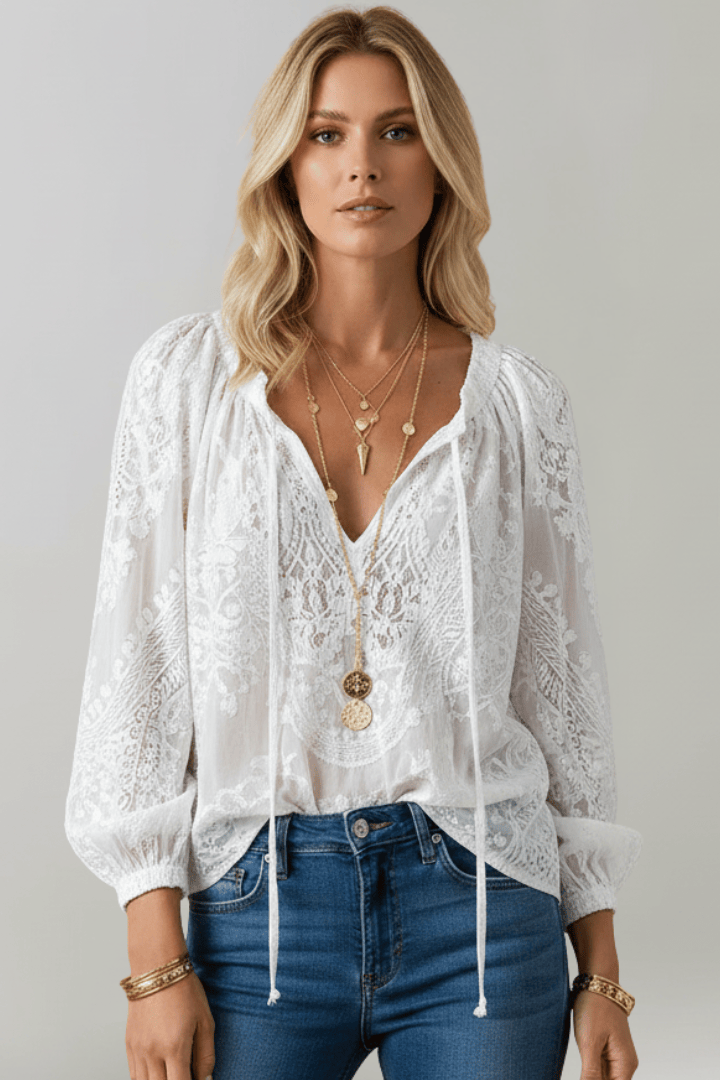 Mia | Chemisier Semi-Transparent Élégant avec Détails en Crochet 4