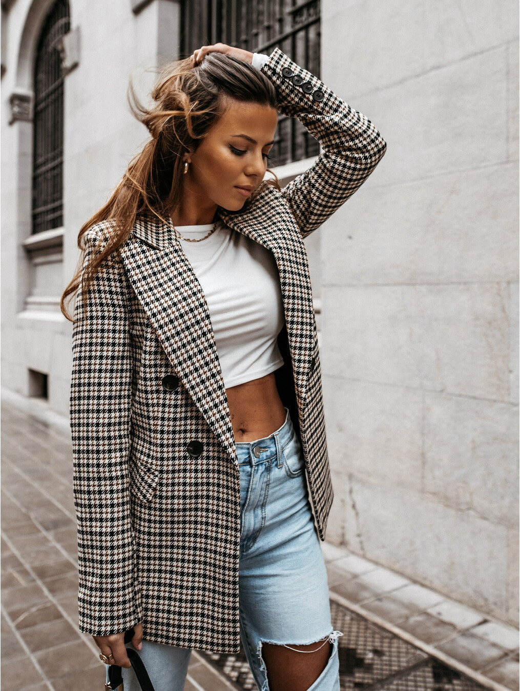 Mia | Élégant Ensemble Tailleur Femme Chic à Carreaux 0