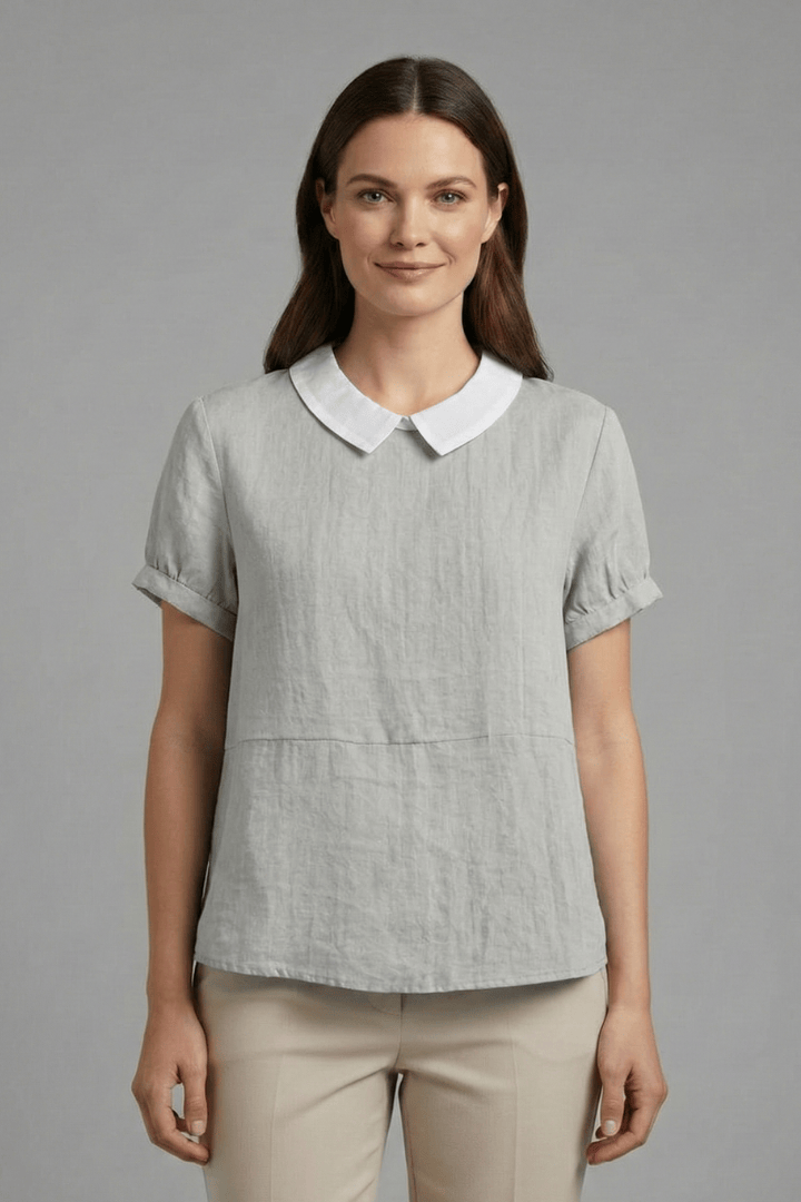 Mia | Élégante Blouse à Col en V et Manches Courtes 7