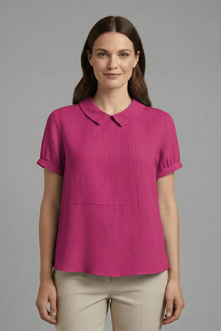 Mia | Élégante Blouse à Col en V et Manches Courtes 8