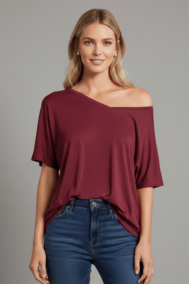 Mia | T-Shirt Femme Ample Asymétrique Décontracté 0