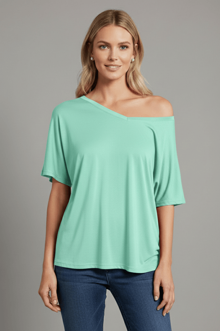 Mia | T-Shirt Femme Ample Asymétrique Décontracté 11