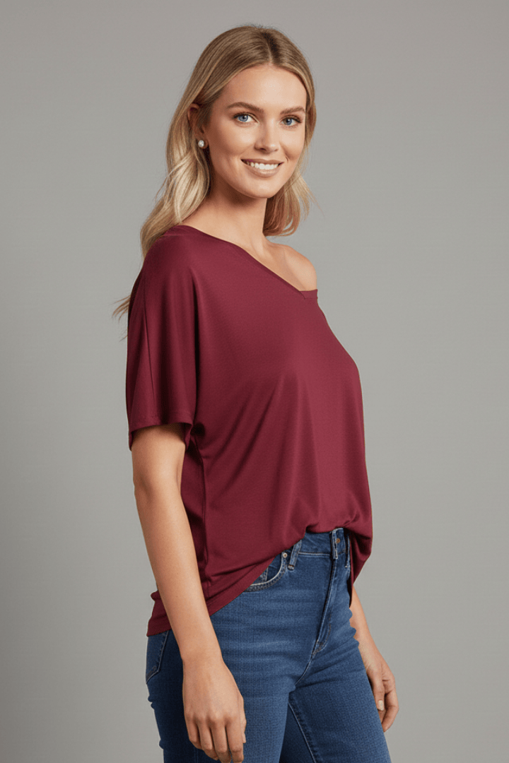 Mia | T-Shirt Femme Ample Asymétrique Décontracté 2