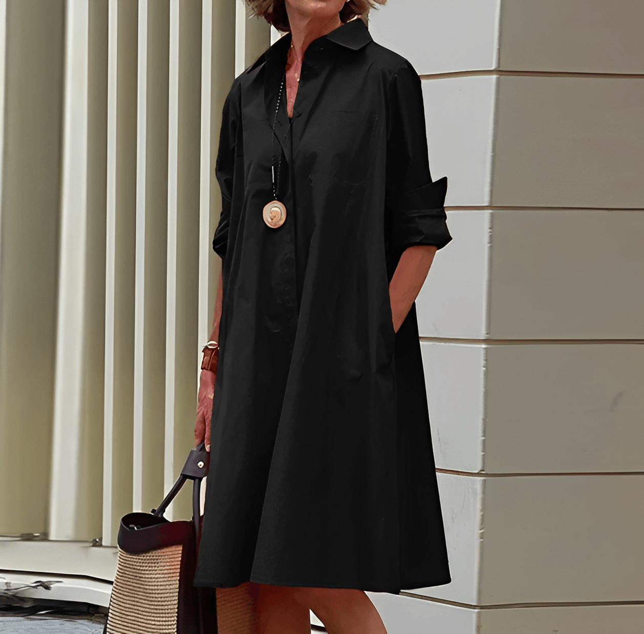 Micaela | Robe Chemise Longue Femme avec Col Rabattu | Style Élégant pour Confort et Polyvalence 3