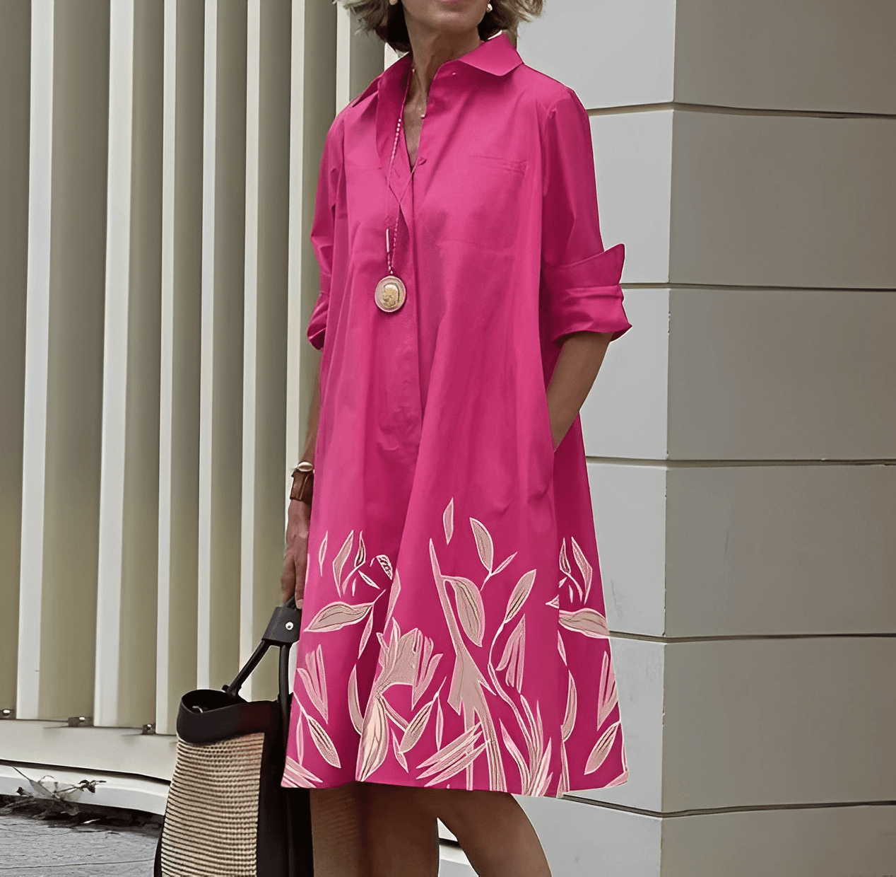 Micaela | Robe Chemise Longue Femme avec Col Rabattu | Style Élégant pour Confort et Polyvalence 8