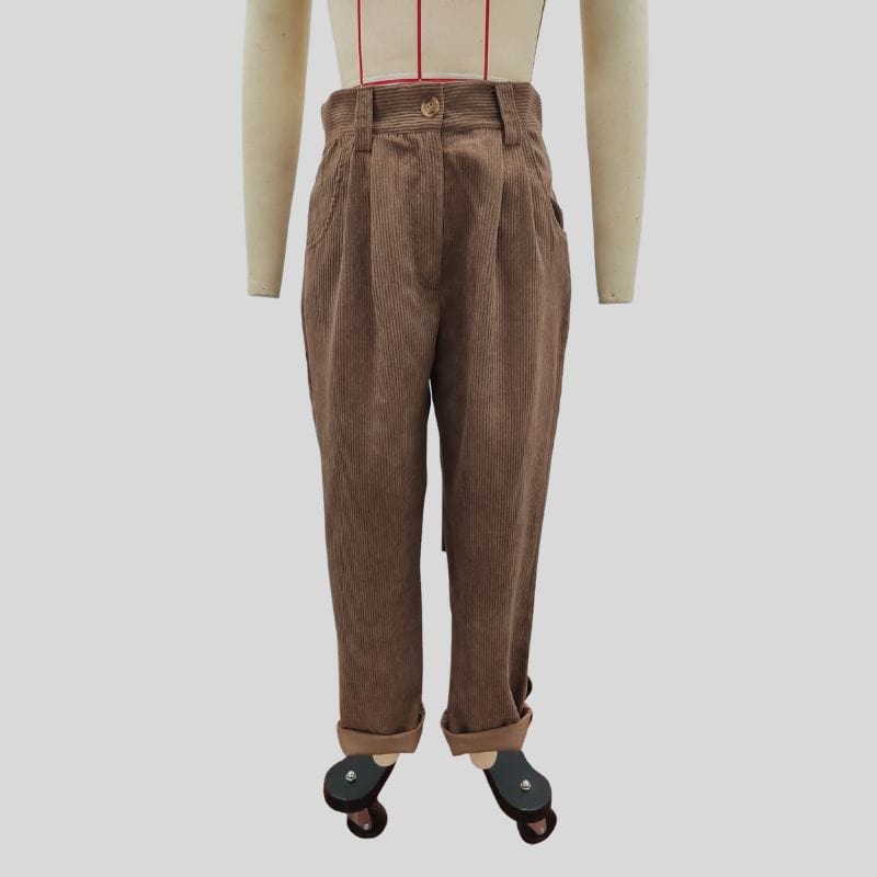 Pantalon-Chino-Velours-Femme