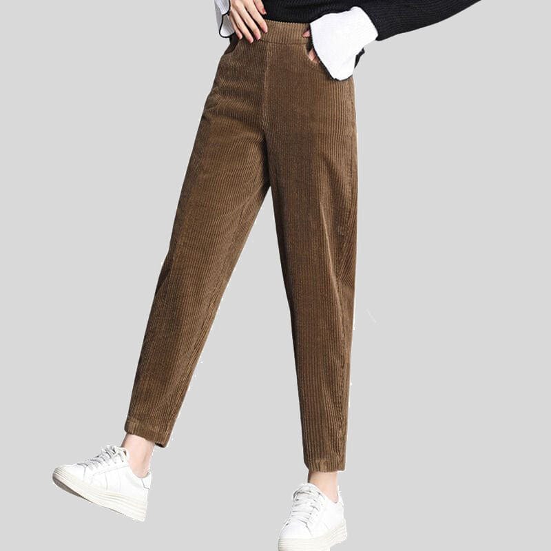 Pantalon-Droit-Velours-Femme