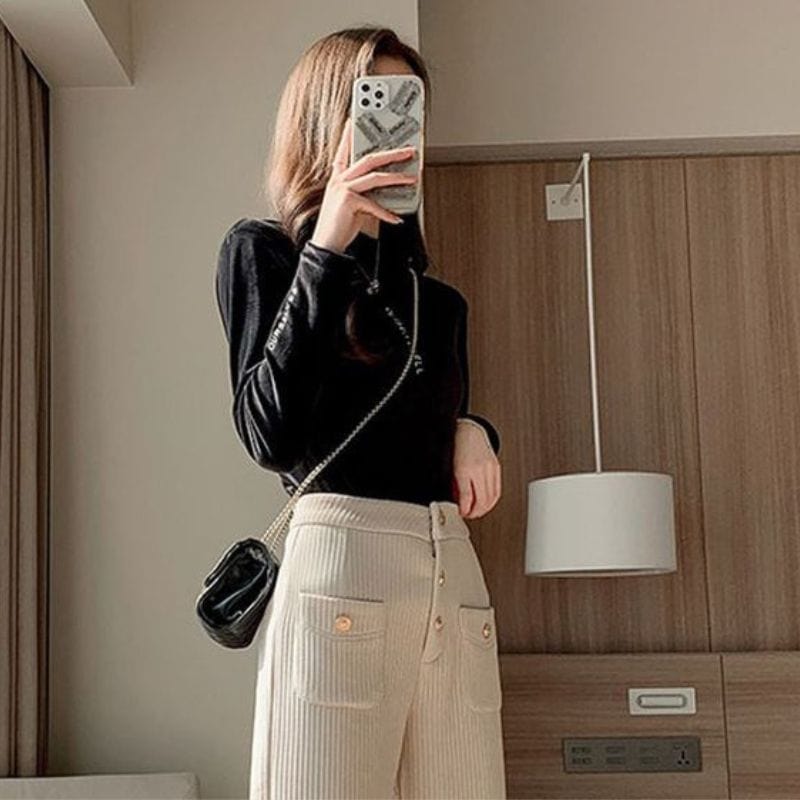 Pantalon-Femme-Gros-Velours-Cotelé