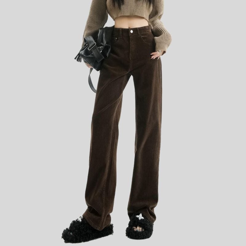 Pantalon-Femme-Velours-Cotelé