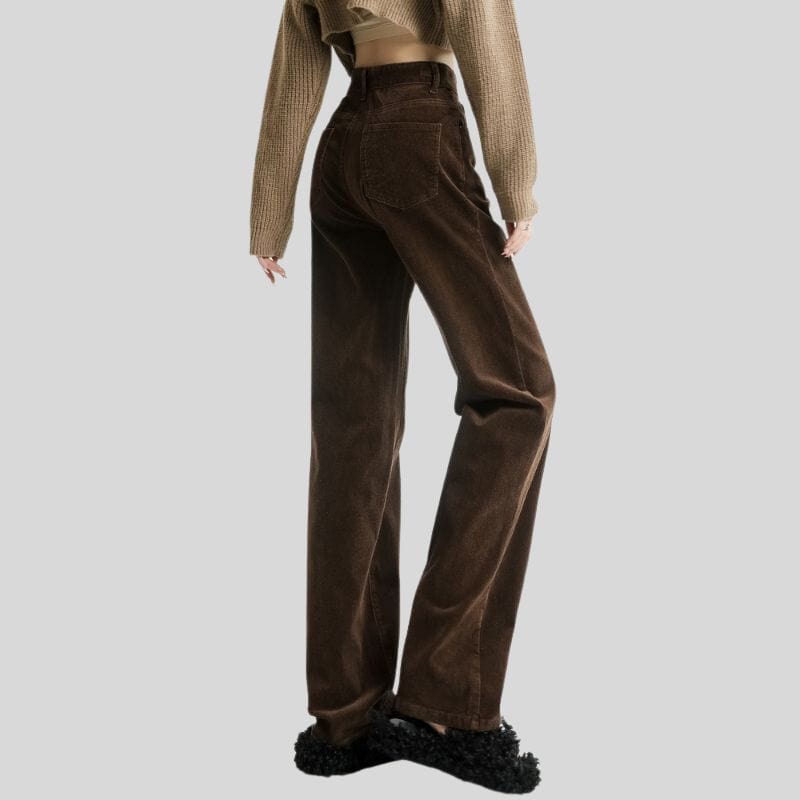 Pantalon-Femme-Velours-Cotelé