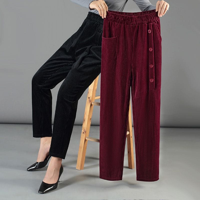 Pantalon-Velour-Bordeau-Femme