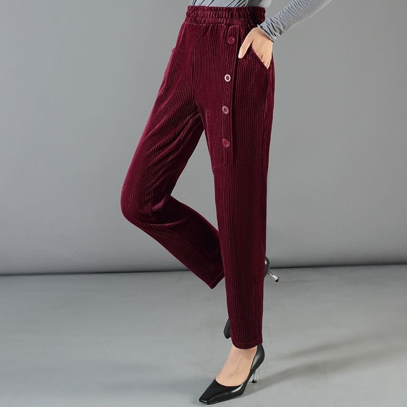 Pantalon-Velour-Bordeau-Femme