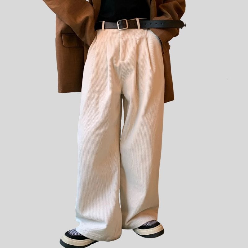 Pantalon-Velour-Cotelé-Blanc