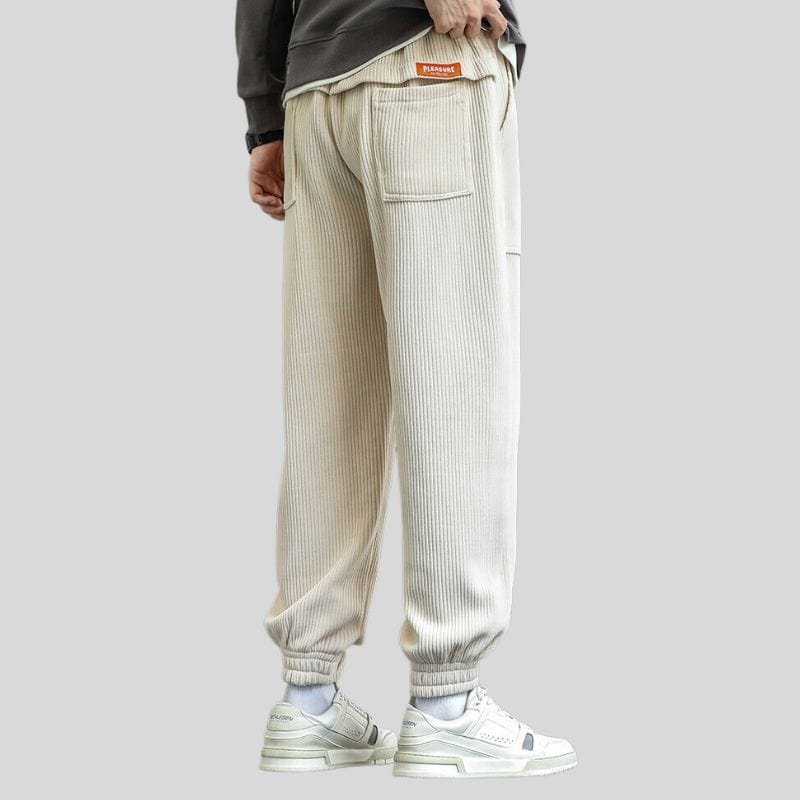 Pantalon-Velour-Cotelé-Homme-Beige