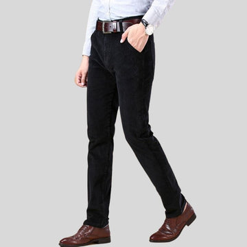Pantalon-Velour-Cotelé-Noir-Homme