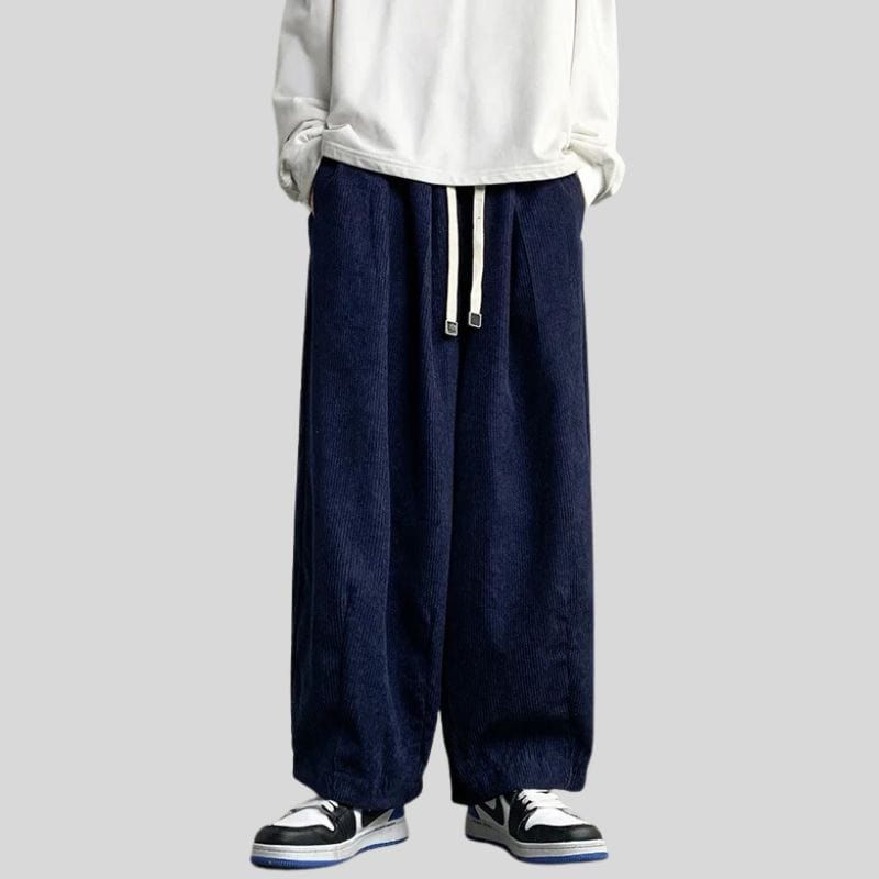 Pantalon-Velour-Homme-Bleu-Marine