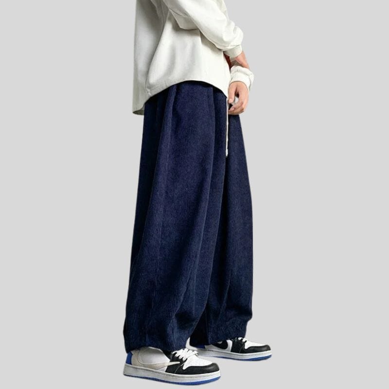 Pantalon-Velour-Homme-Bleu-Marine