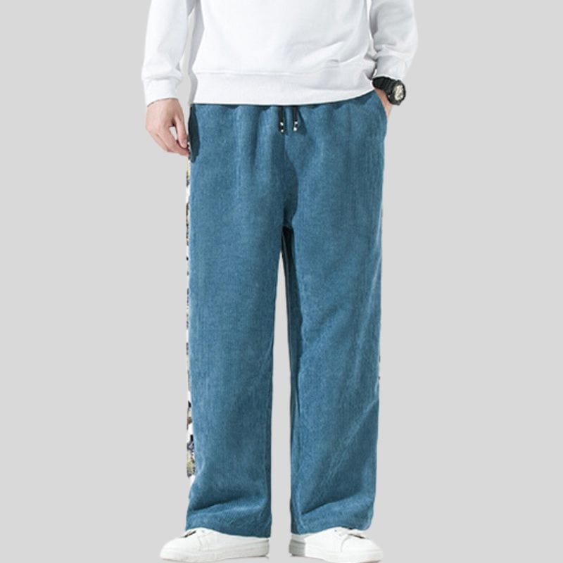 Pantalon-Velour-Homme-Bleu
