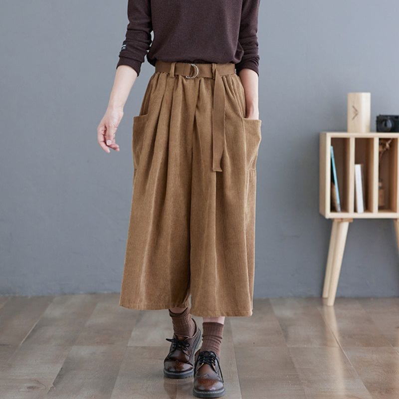 Pantalon-Velour-Kaki-Femme