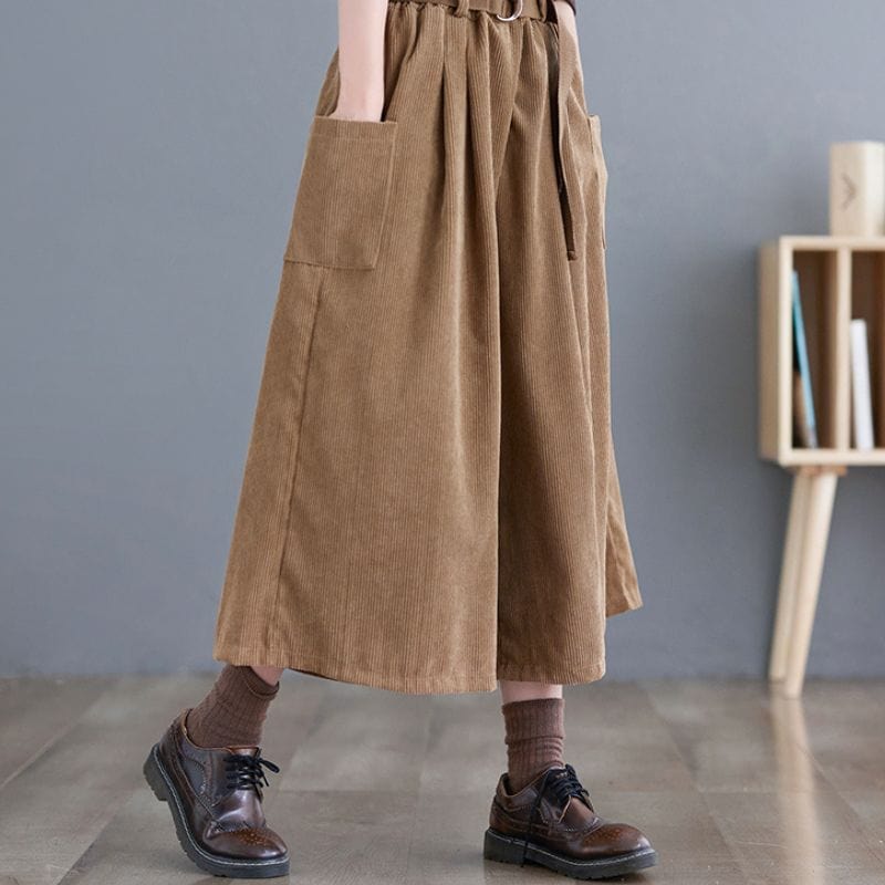 Pantalon-Velour-Kaki-Femme