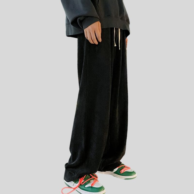 Pantalon-Velour-Noir-Homme