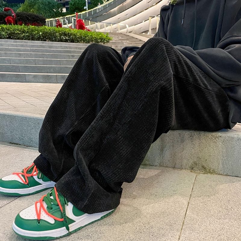 Pantalon-Velour-Noir-Homme