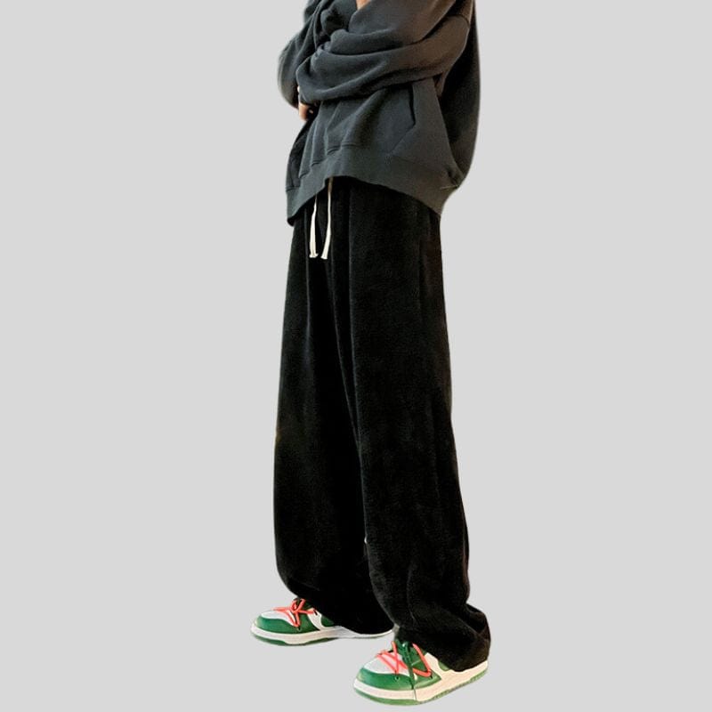 Pantalon-Velour-Noir-Homme