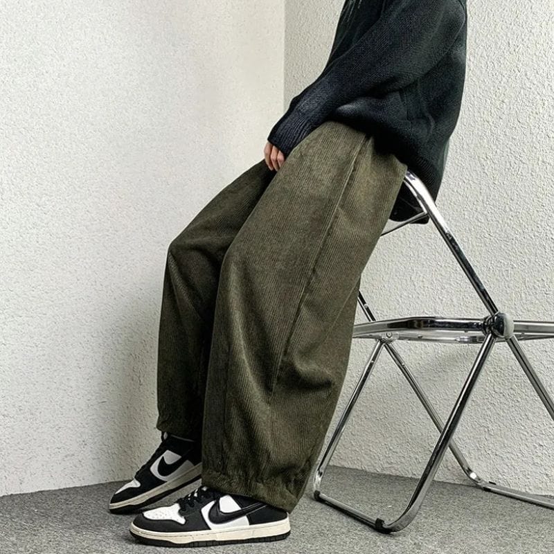 Pantalon-Velour-Vert-Homme