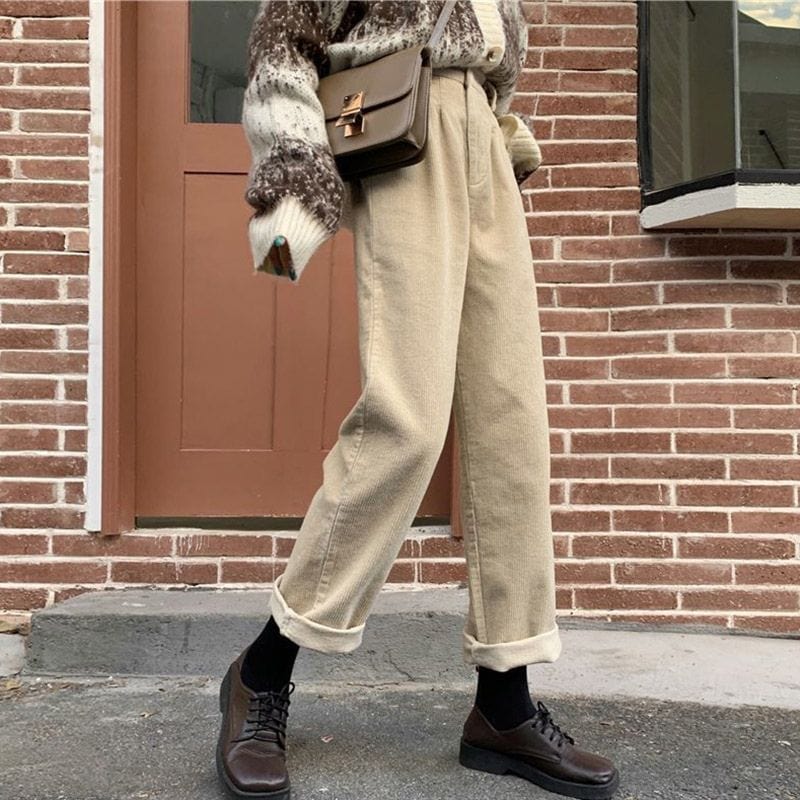 Pantalon-Velours-Beige-Femme