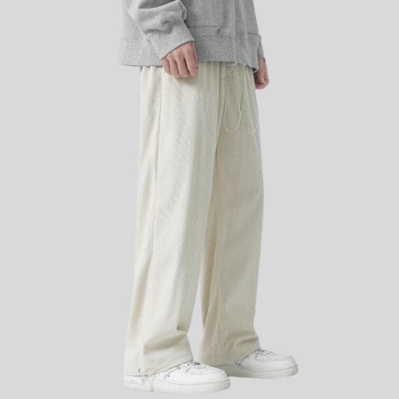 Pantalon-Velours-Blanc-Homme