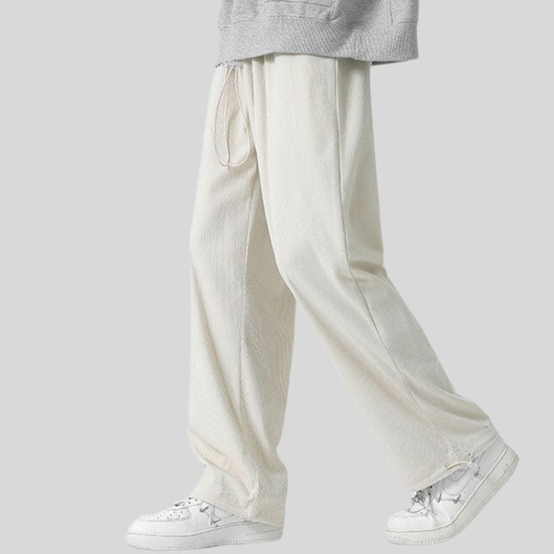 Pantalon-Velours-Blanc-Homme
