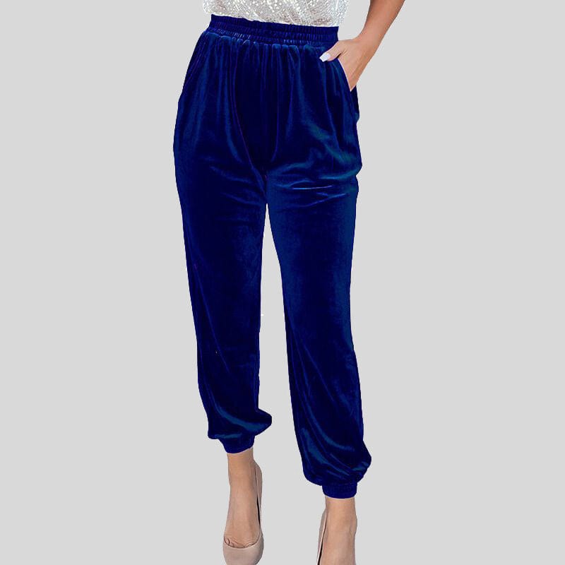 Pantalon-Velours-Bleu-Femme