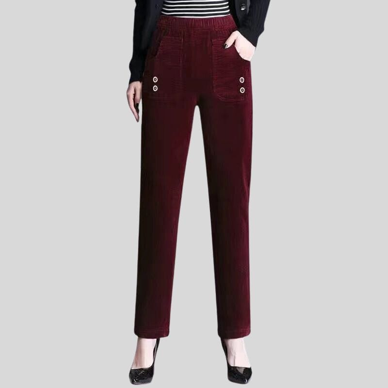 Pantalon-Velours-Bordeaux-Femme