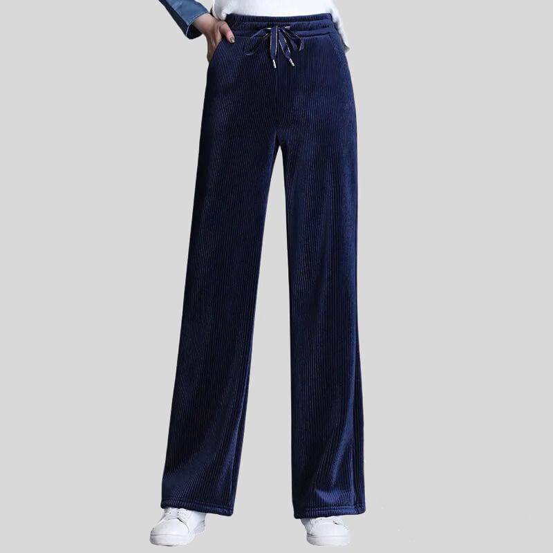 Pantalon-Velours-Cotelé-Bleu-Marine-Femme